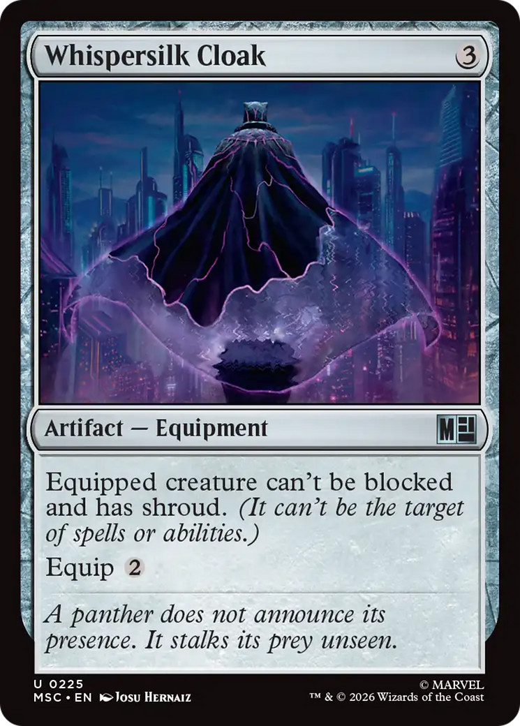 Whispersilk Cloak (Surge Foil) [Marvel Super Heroes Commander] | Mega City Incorporated
