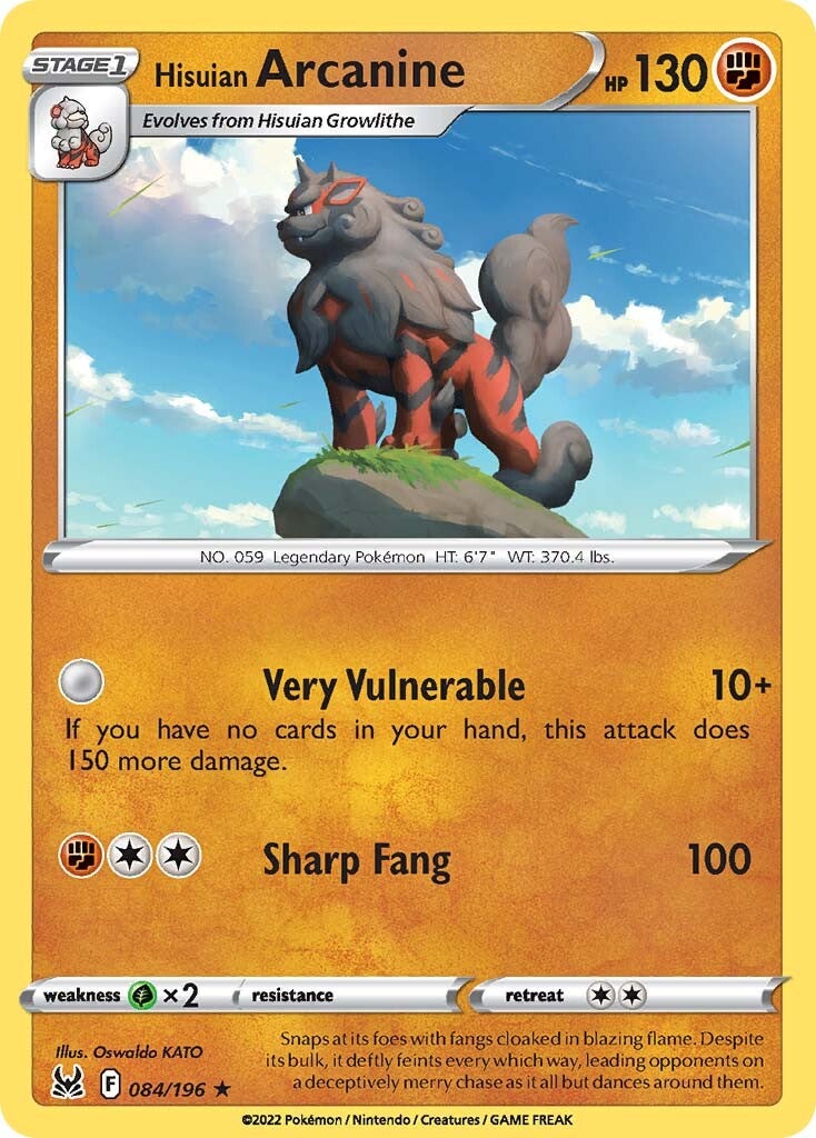 Hisuian Arcanine (084/196) (Theme Deck Exclusive) [Sword & Shield: Lost Origin] | Mega City Incorporated