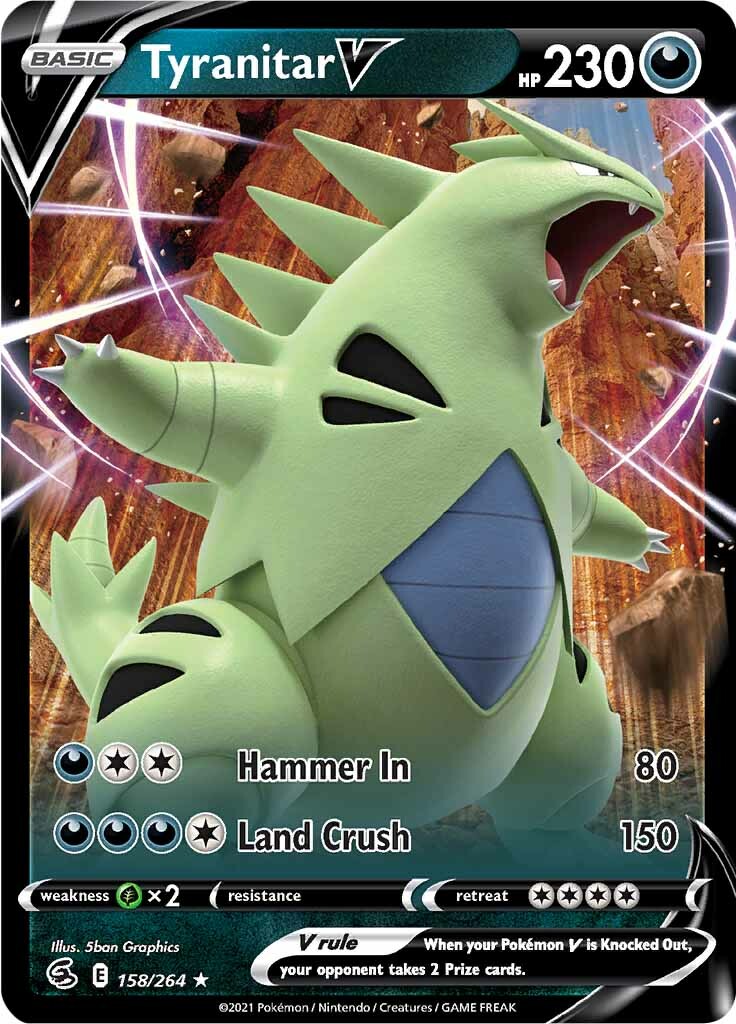 Tyranitar V (158/264) [Sword & Shield: Fusion Strike] | Mega City Incorporated