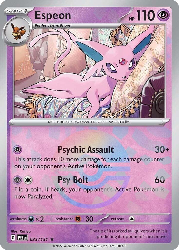 Espeon (033/131) (Poke Ball Pattern) [Scarlet & Violet: Prismatic Evolutions] | Mega City Incorporated