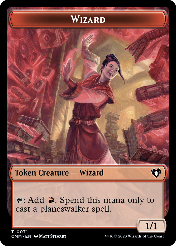 Chandra, Awakened Inferno Emblem // Wizard Double-Sided Token [Commander Masters Tokens] | Mega City Incorporated