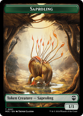 Tarmogoyf (Ripple Foil) // Saproling Double-Sided Token [Modern Horizons 3 Commander Tokens] | Mega City Incorporated