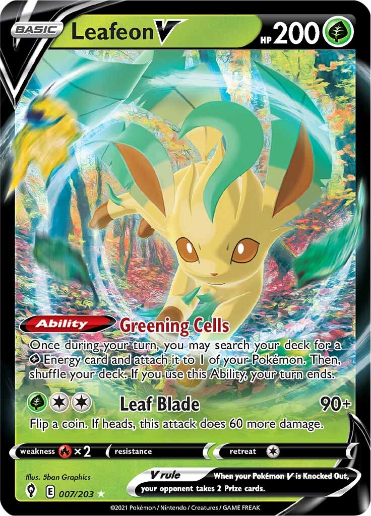 Leafeon V (007/203) [Sword & Shield: Evolving Skies] | Mega City Incorporated