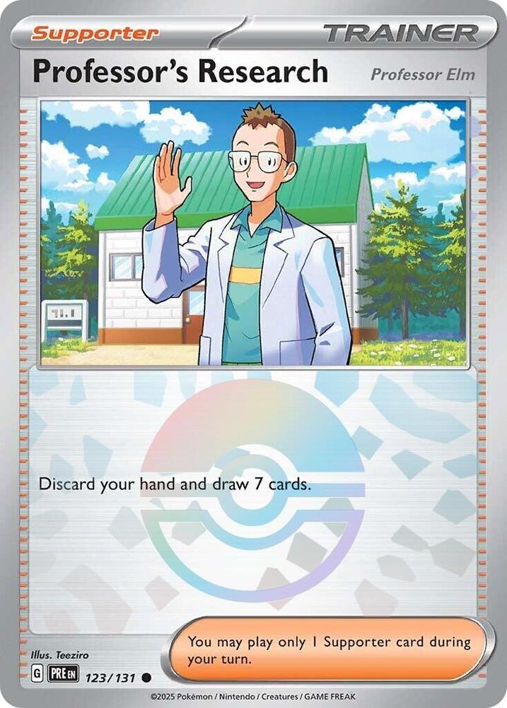 Professor's Research (123/131) [Professor Elm] (Poke Ball Pattern) [Scarlet & Violet: Prismatic Evolutions] | Mega City Incorporated