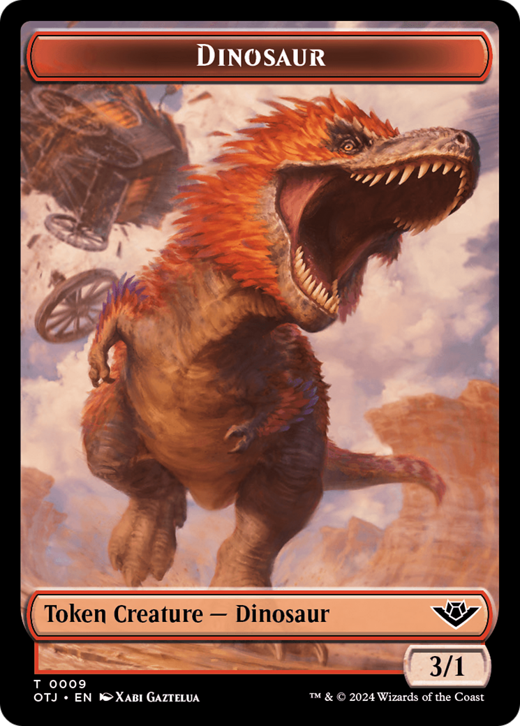 Mercenary // Dinosaur Double-Sided Token [Outlaws of Thunder Junction Tokens] | Mega City Incorporated