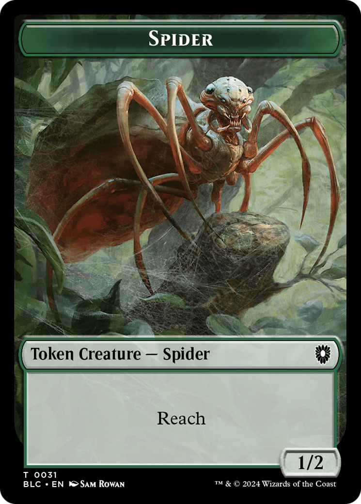 Spider // Blood Double-Sided Token [Bloomburrow Commander Tokens] | Mega City Incorporated