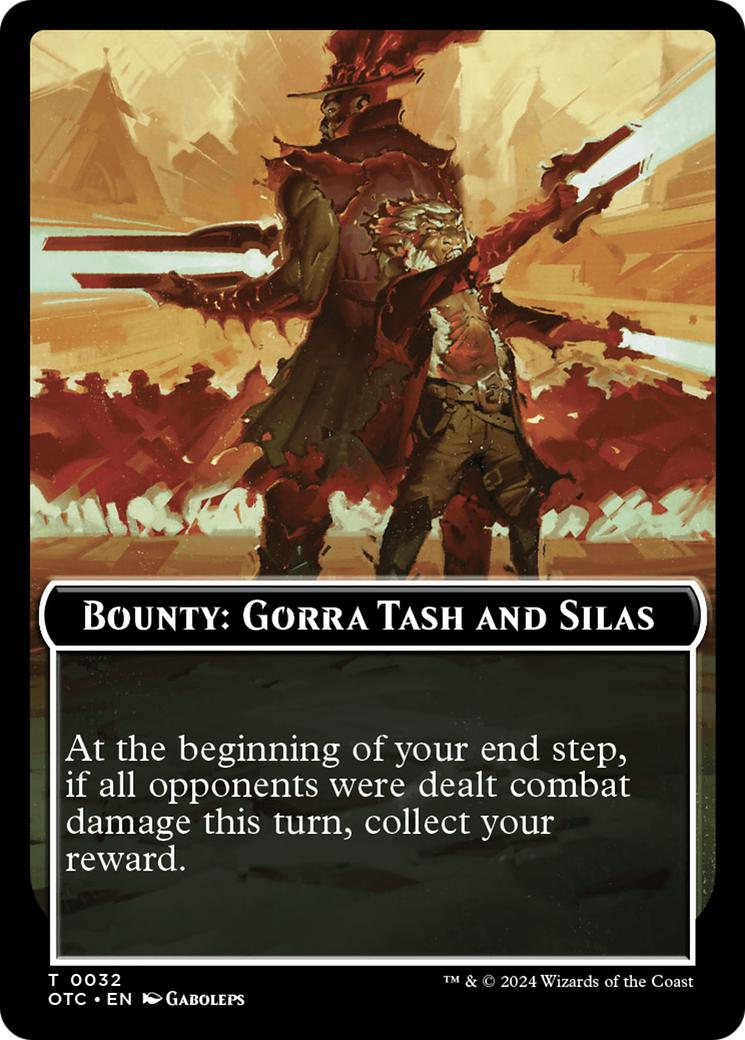 Bounty: Gorra Tash and Silas // Bounty Rules Double-Sided Token [Outlaws of Thunder Junction Commander Tokens] | Mega City Incorporated