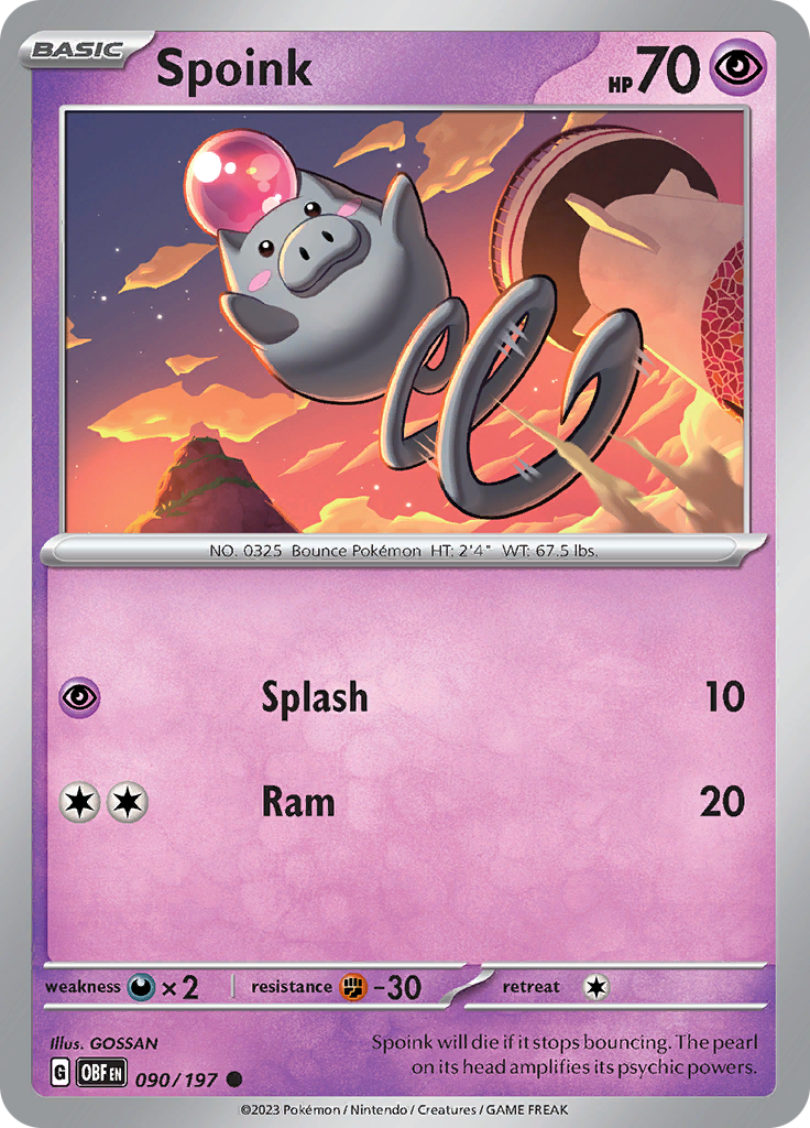 Spoink (090/197) [Scarlet & Violet: Obsidian Flames] | Mega City Incorporated