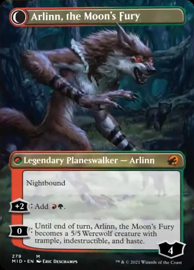 Arlinn, the Pack's Hope // Arlinn, the Moon's Fury (Borderless) [Innistrad: Midnight Hunt] | Mega City Incorporated