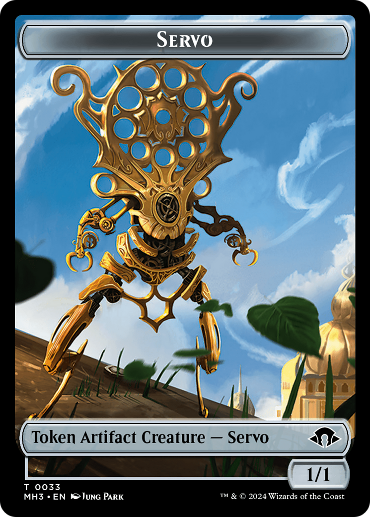 Phyrexian Myr (Ripple Foil) // Servo Double-Sided Token [Modern Horizons 3 Commander Tokens] | Mega City Incorporated