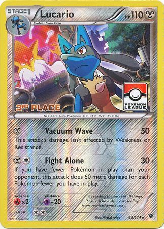 Lucario (63/124) (League Promo 3rd Place) [XY: Fates Collide] | Mega City Incorporated