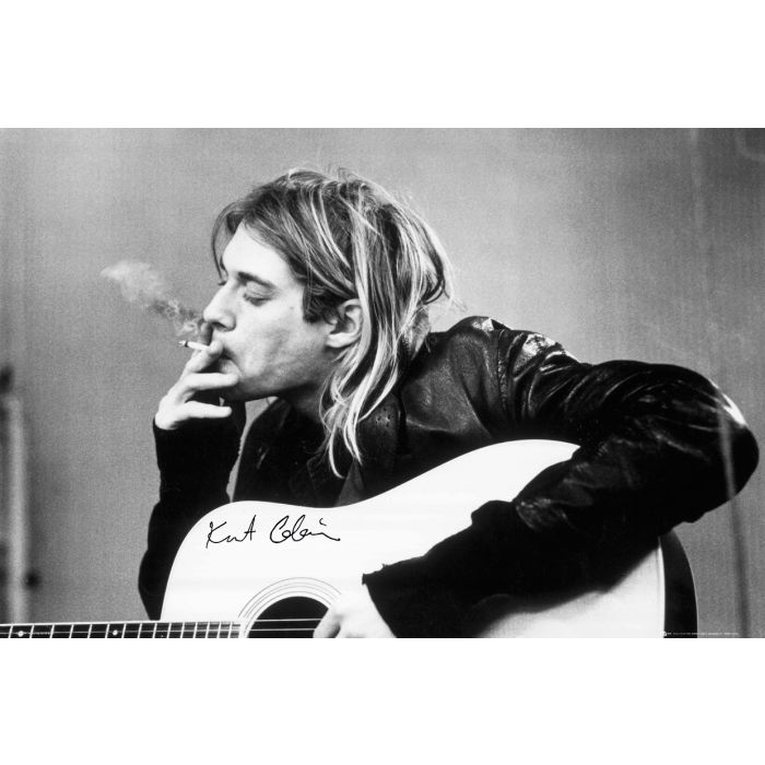 Poster - Kurt Cobain - Smoking Acoustic Guitar | Mega City Incorporated