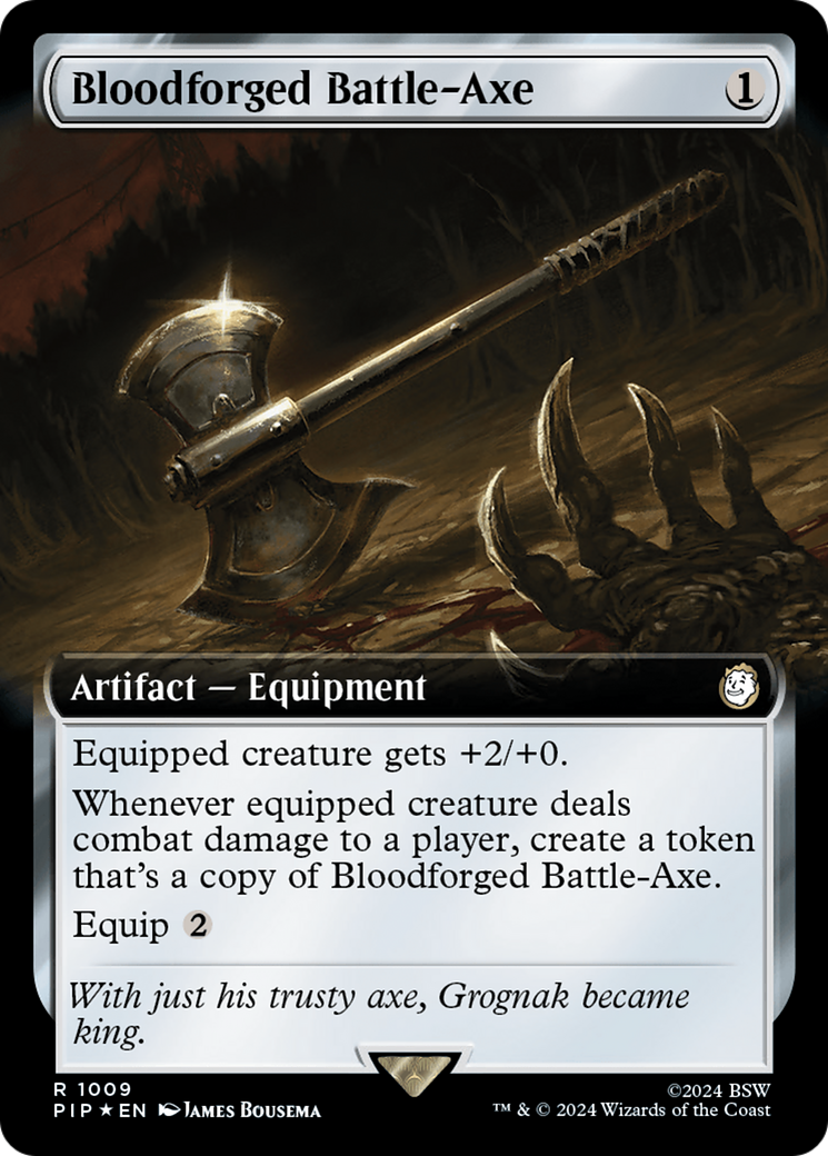 Bloodforged Battle-Axe (Extended Art) (Surge Foil) [Fallout] | Mega City Incorporated