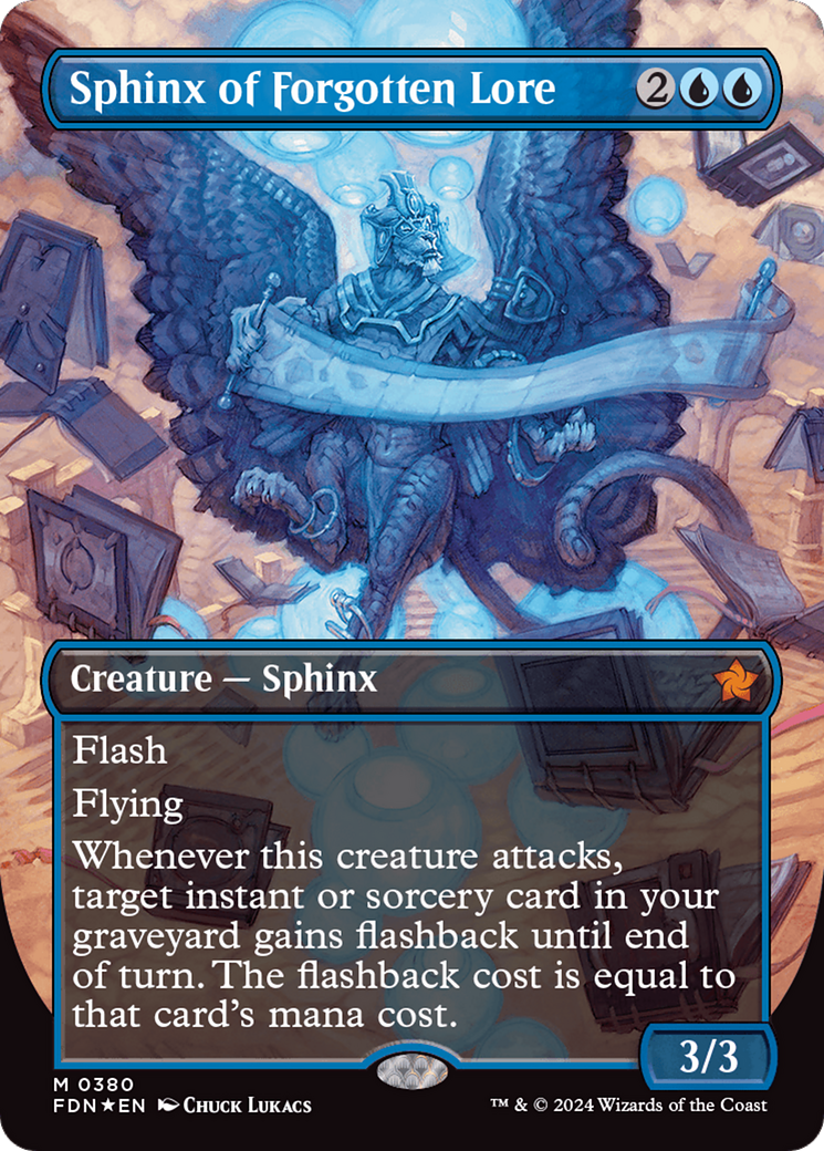 Sphinx of Forgotten Lore (Borderless) (Mana Foil) [Foundations] | Mega City Incorporated