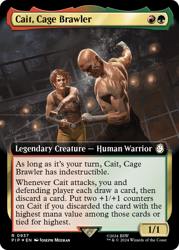 Cait, Cage Brawler (Extended Art) (Surge Foil) [Fallout] | Mega City Incorporated