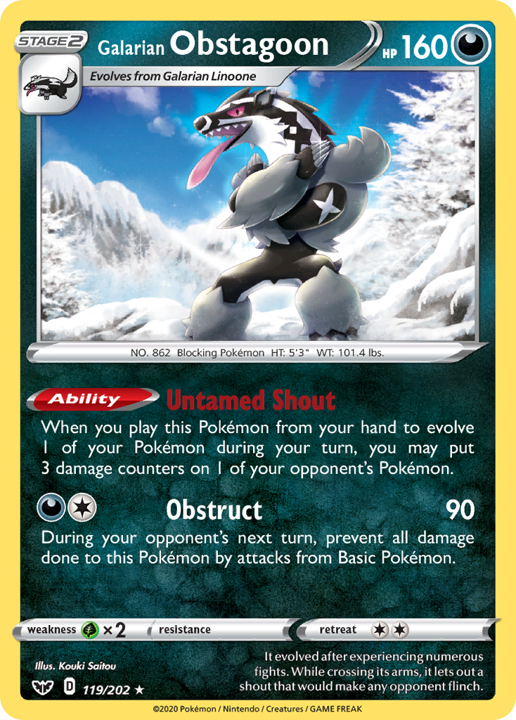 Galarian Obstagoon (119/202) [Sword & Shield: Base Set] | Mega City Incorporated