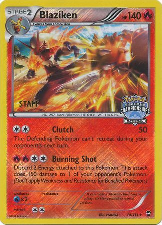 Blaziken (14/111) (Staff National Championship Promo) [XY: Furious Fists] | Mega City Incorporated