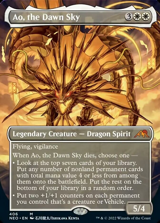 Ao, the Dawn Sky (Borderless Alternate Art) [Kamigawa: Neon Dynasty] | Mega City Incorporated