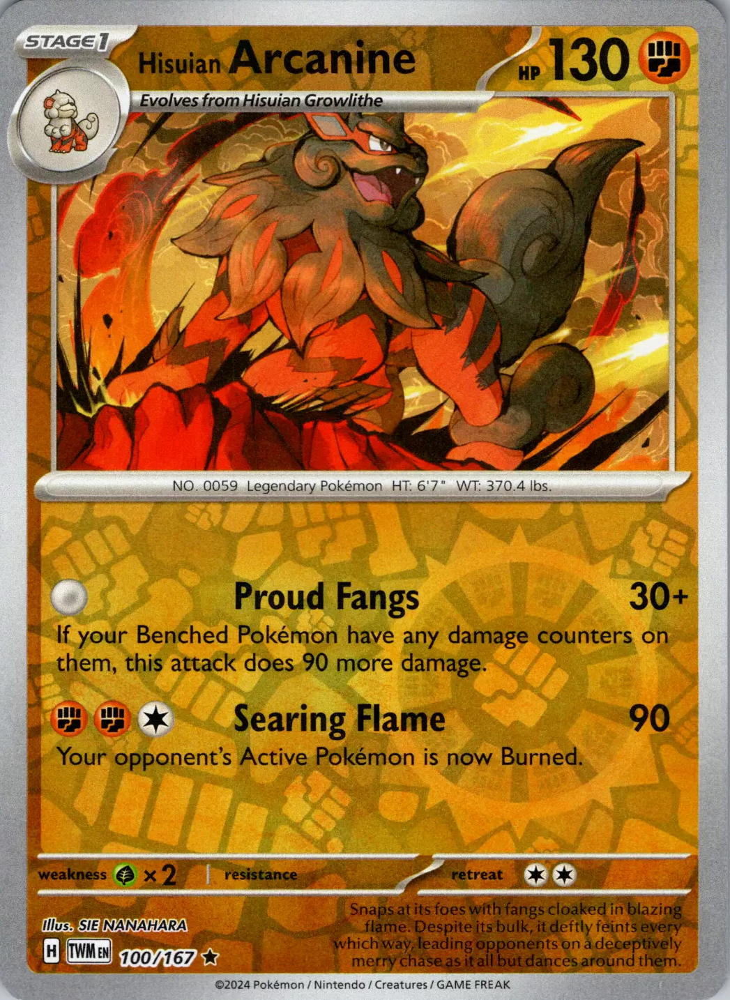 Hisuian Arcanine (100/167) [Scarlet & Violet: Twilight Masquerade] | Mega City Incorporated