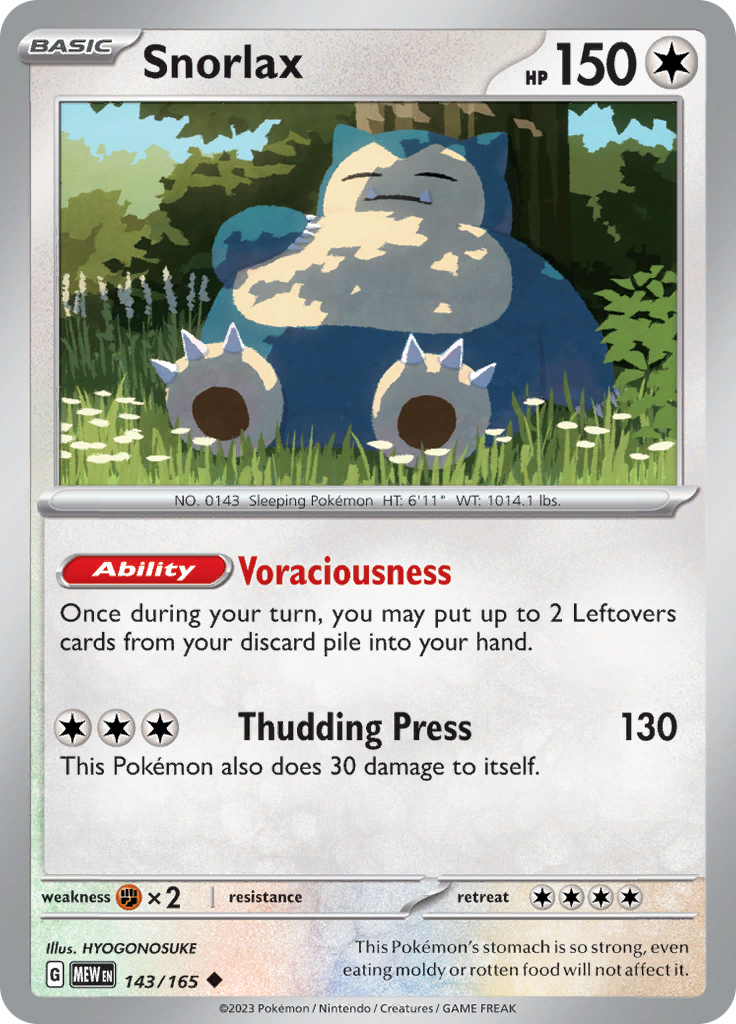 Snorlax (143/165) [Scarlet & Violet 151] | Mega City Incorporated