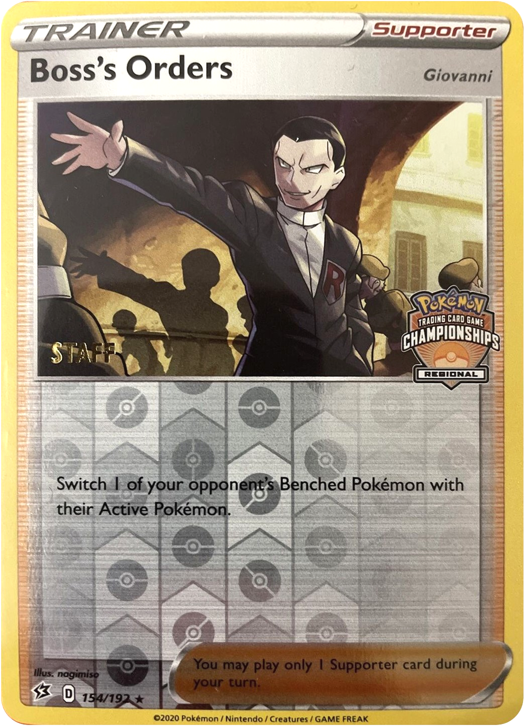 Boss's Orders (154/192) (Staff Regional Championships) [League & Championship Cards] | Mega City Incorporated