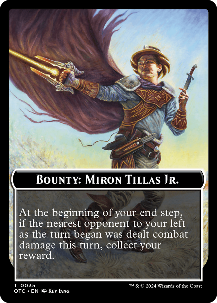 Bounty: Miron Tillas Jr. // Bounty Rules Double-Sided Token [Outlaws of Thunder Junction Commander Tokens] | Mega City Incorporated