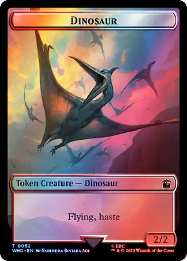 Human Rogue // Dinosaur Double-Sided Token (Surge Foil) [Doctor Who Tokens] | Mega City Incorporated