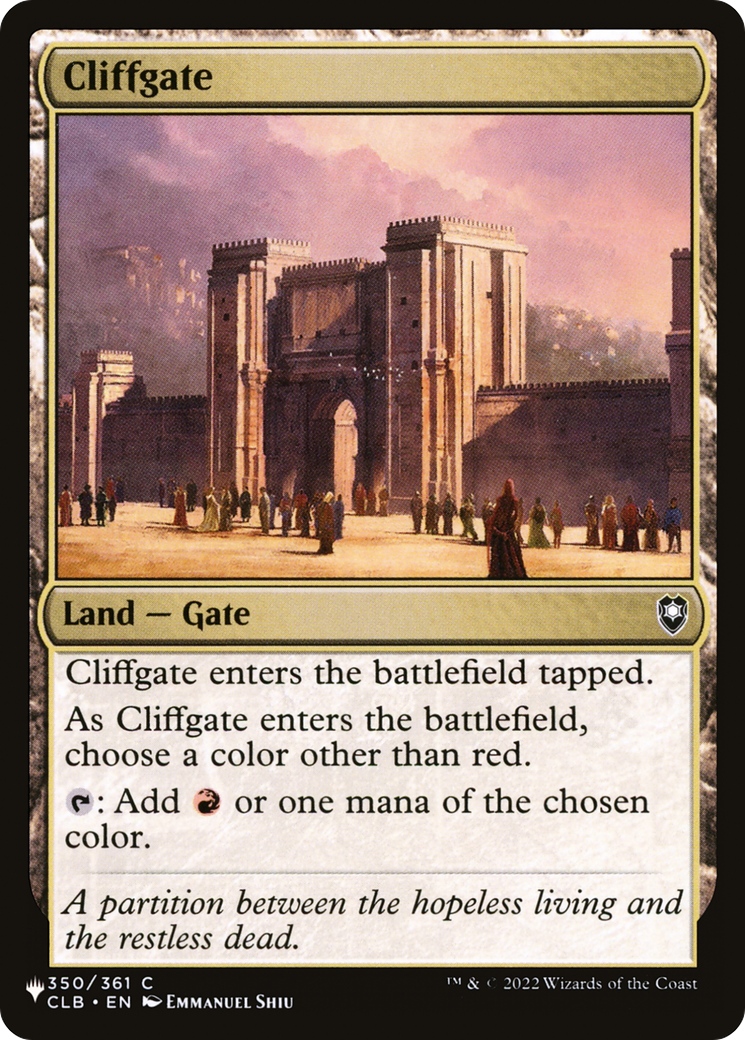 Cliffgate [The List] | Mega City Incorporated