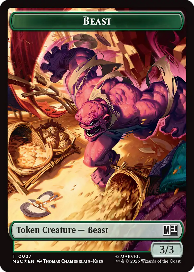 Rhino (029) // Beast (027) Double-Sided Token (Surge Foil) [Marvel Super Heroes Commander Tokens] | Mega City Incorporated