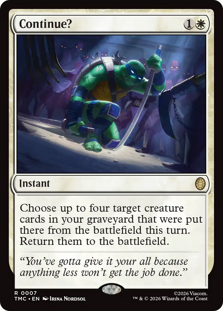 Continue? [Teenage Mutant Ninja Turtles Commander] | Mega City Incorporated