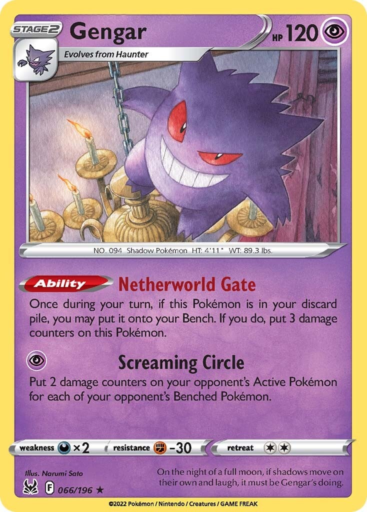 Gengar (066/196) (Theme Deck Exclusive) [Sword & Shield: Lost Origin] | Mega City Incorporated