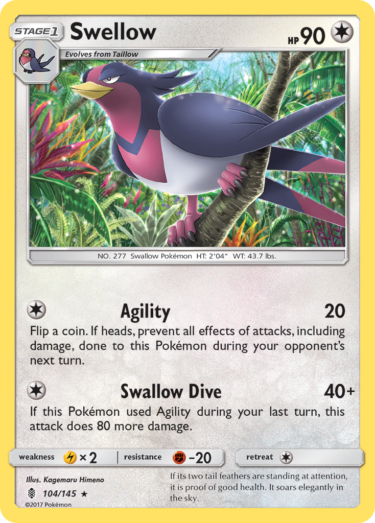 Swellow (104/145) [Sun & Moon: Guardians Rising] | Mega City Incorporated