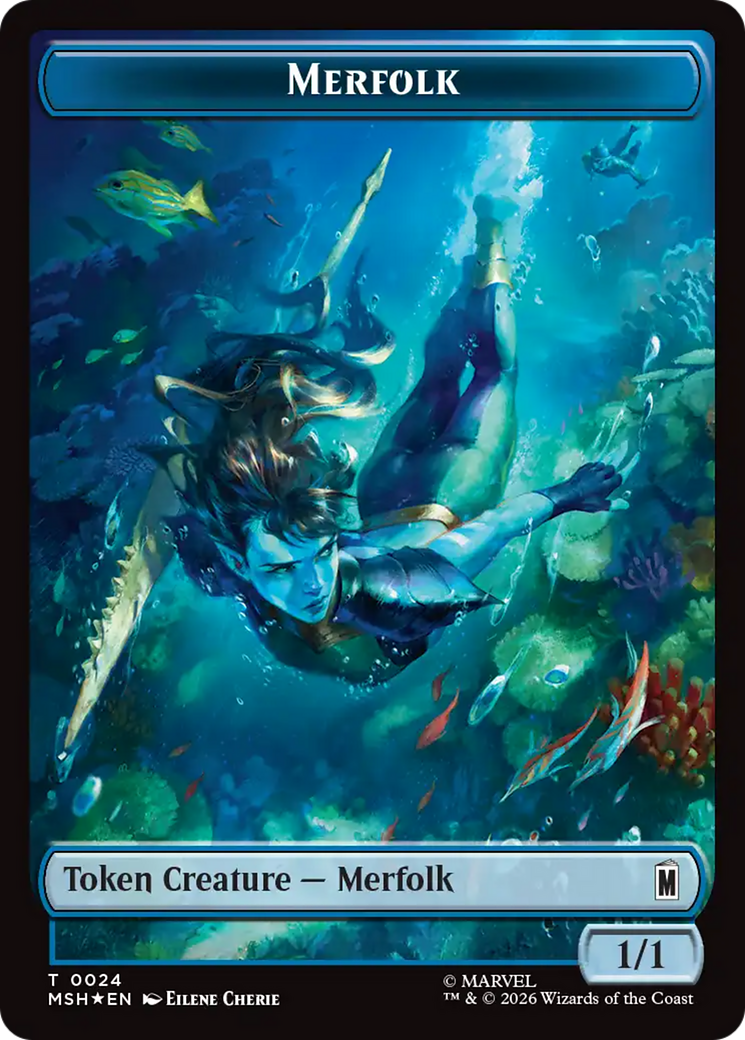 Council of Reeds (024) // Merfolk (024) Double-Sided Token (Surge Foil) [Marvel Super Heroes Commander Tokens] | Mega City Incorporated
