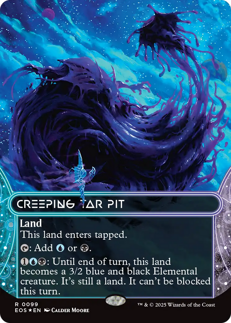 Creeping Tar Pit (0099) (Borderless) (Galaxy Foil) [Edge of Eternities: Stellar Sights] | Mega City Incorporated
