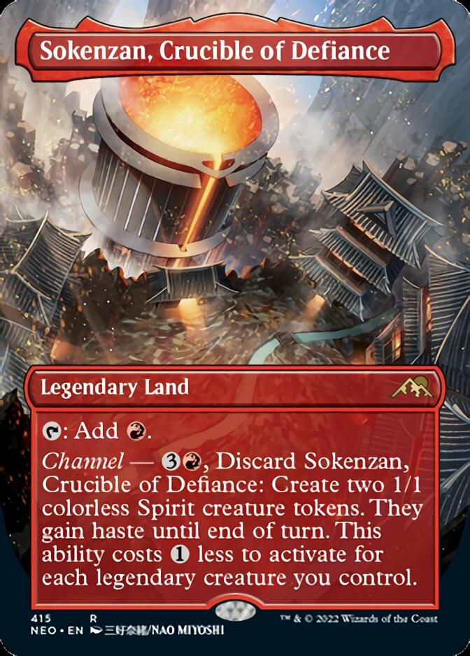 Sokenzan, Crucible of Defiance (Borderless Alternate Art) [Kamigawa: Neon Dynasty] | Mega City Incorporated