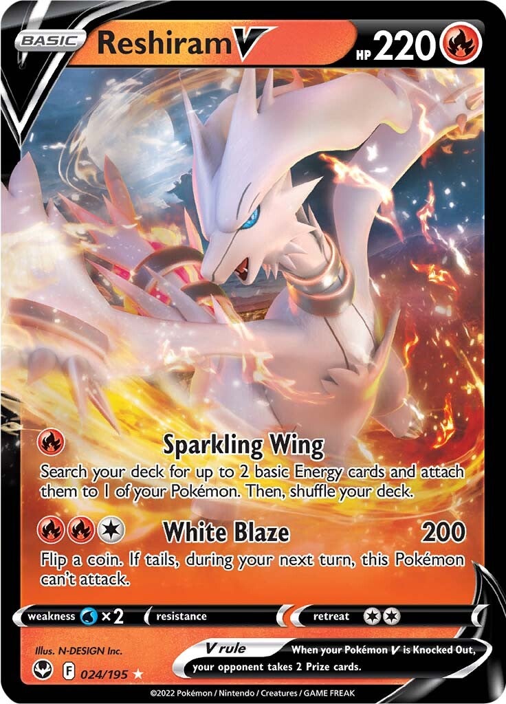 Reshiram V (024/195) [Sword & Shield: Silver Tempest] | Mega City Incorporated