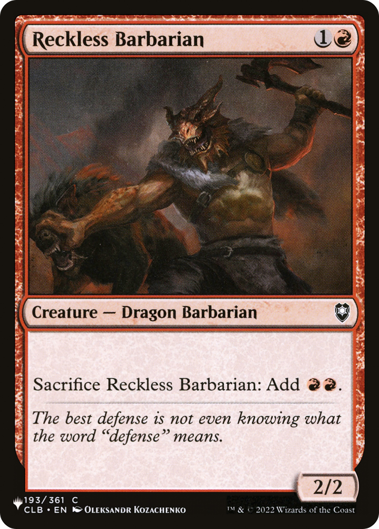 Reckless Barbarian [The List] | Mega City Incorporated