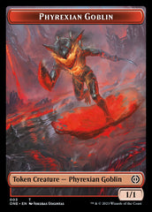 Rebel // Phyrexian Goblin Double-Sided Token [Phyrexia: All Will Be One Tokens] | Mega City Incorporated