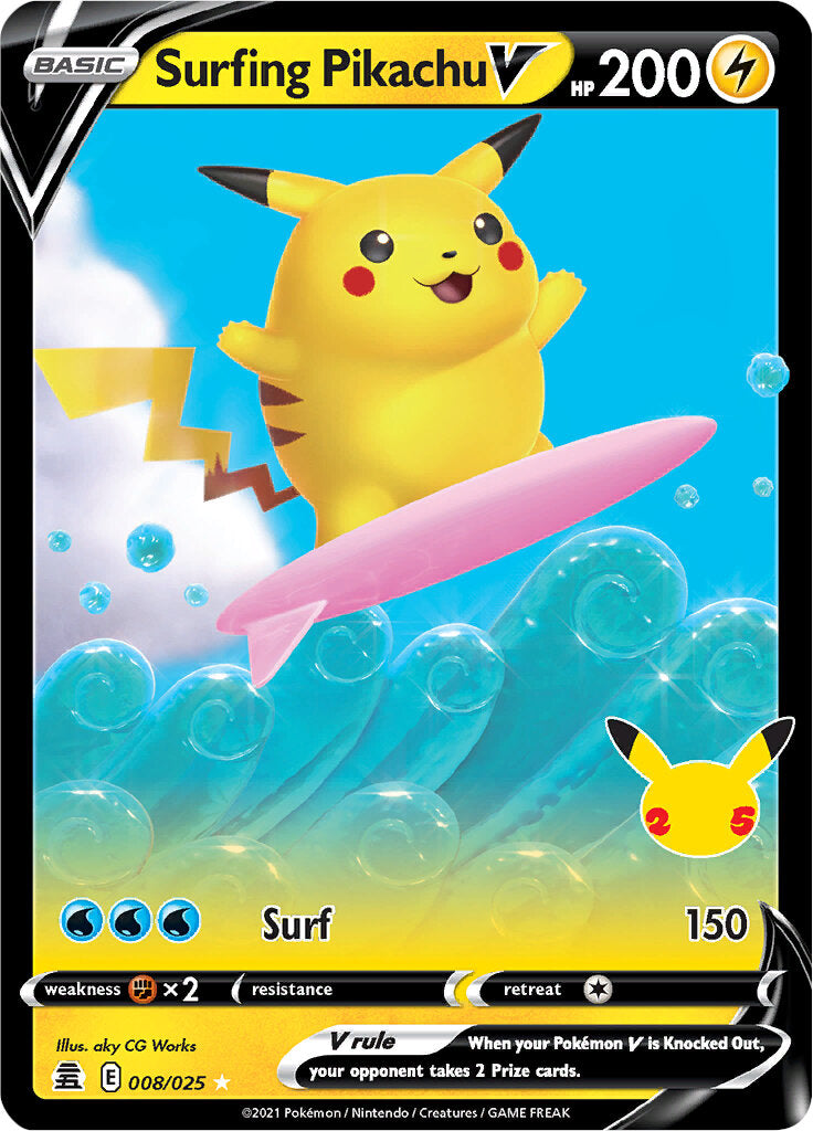 Surfing Pikachu V (008/025) [Celebrations: 25th Anniversary] | Mega City Incorporated