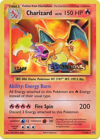 Charizard (11/108) (XY Evolutions Staff Prerelease) [XY: Black Star Promos] | Mega City Incorporated