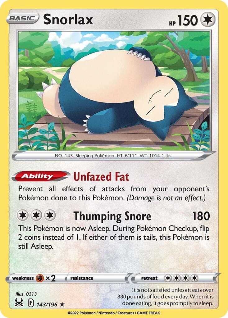 Snorlax (143/196) [Sword & Shield: Lost Origin] | Mega City Incorporated