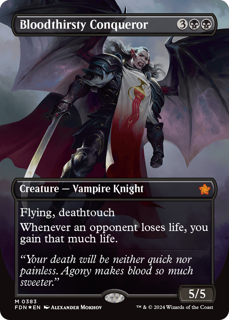 Bloodthirsty Conqueror (Borderless) (Mana Foil) [Foundations] | Mega City Incorporated