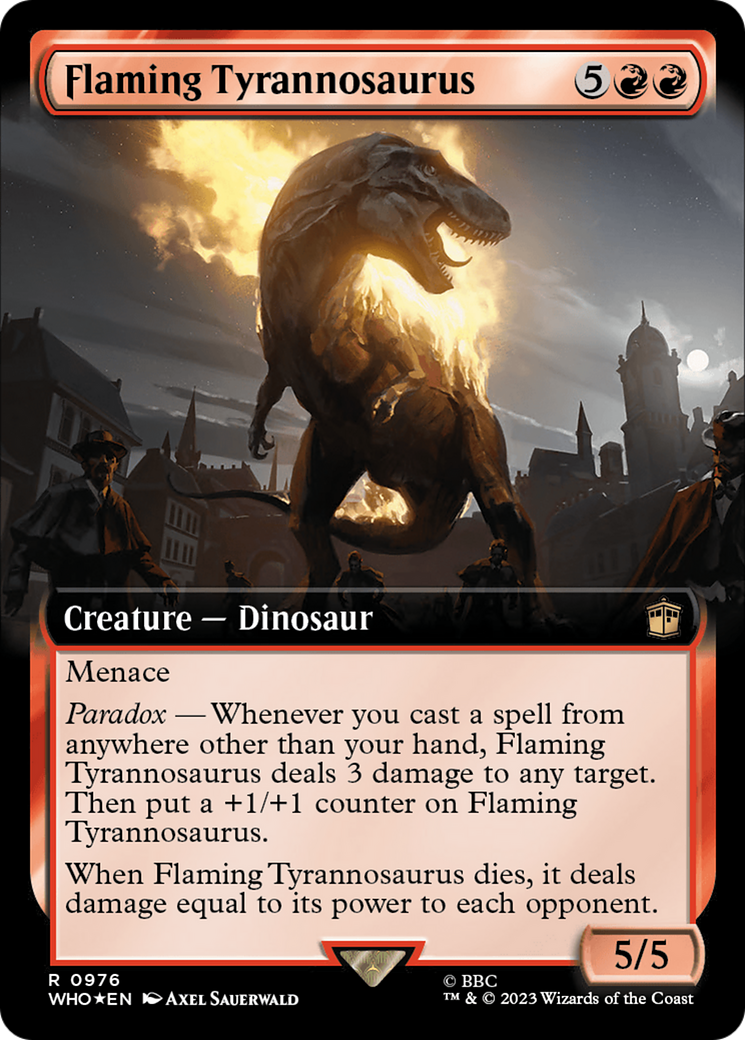 Flaming Tyrannosaurus (Extended Art) (Surge Foil) [Doctor Who] | Mega City Incorporated