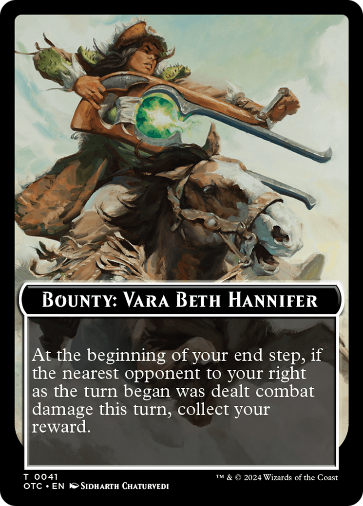 Bounty: Vara Beth Hannifer // Bounty Rules Double-Sided Token [Outlaws of Thunder Junction Commander Tokens] | Mega City Incorporated