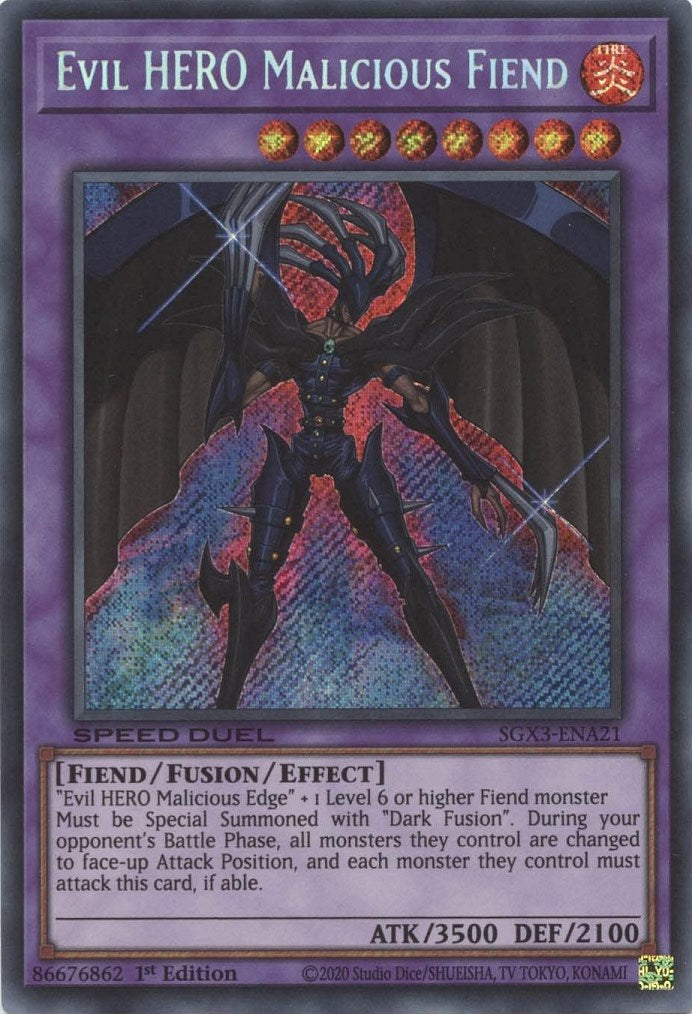 Evil HERO Malicious Fiend [SGX3-ENA21] Secret Rare | Mega City Incorporated