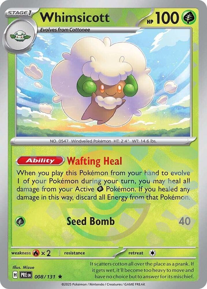 Whimsicott (008/131) (Poke Ball Pattern) [Scarlet & Violet: Prismatic Evolutions] | Mega City Incorporated