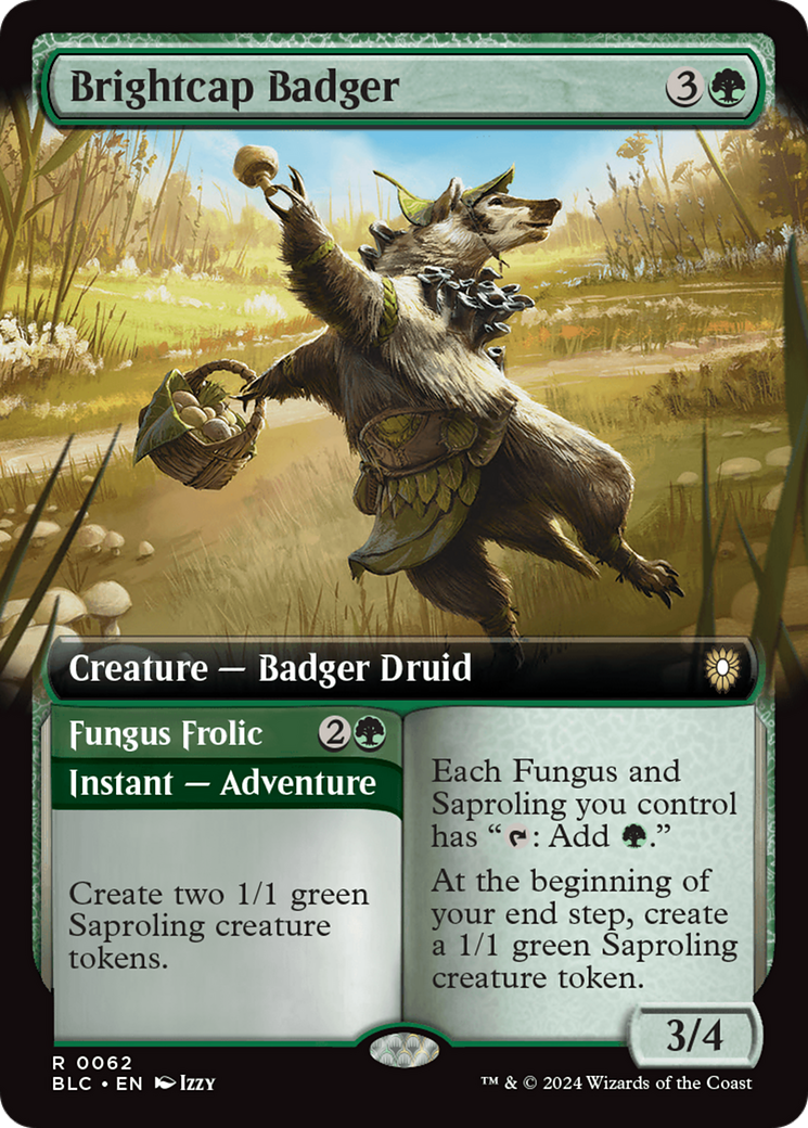 Brightcap Badger // Fungus Frolic (Extended Art) [Bloomburrow Commander] | Mega City Incorporated
