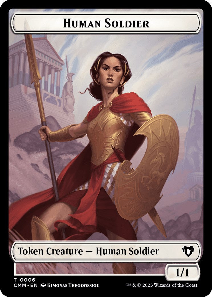 Human Soldier // Dragon (0021) Double-Sided Token [Commander Masters Tokens] | Mega City Incorporated