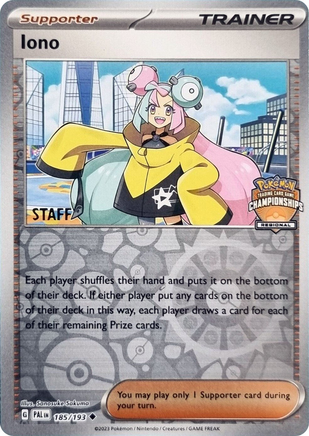 Iono (185/193) (Regional Championships Promo Staff) [League & Championship Cards] | Mega City Incorporated