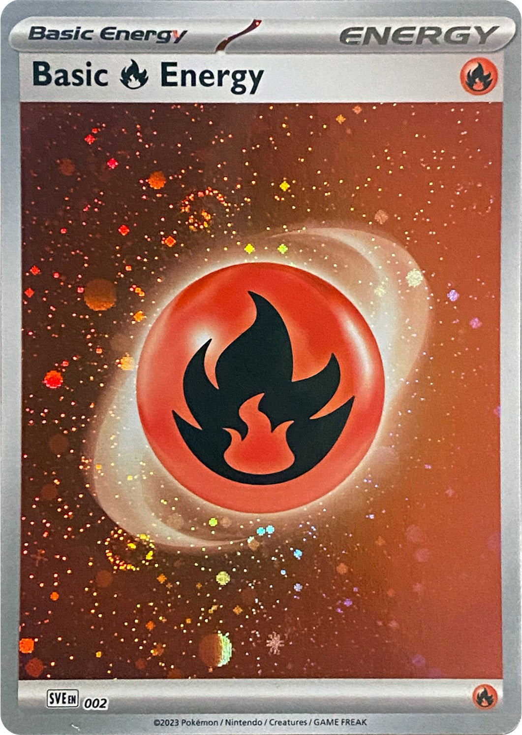 Basic Fire Energy (002) (Cosmos Holo) [Scarlet & Violet: Base Set] | Mega City Incorporated